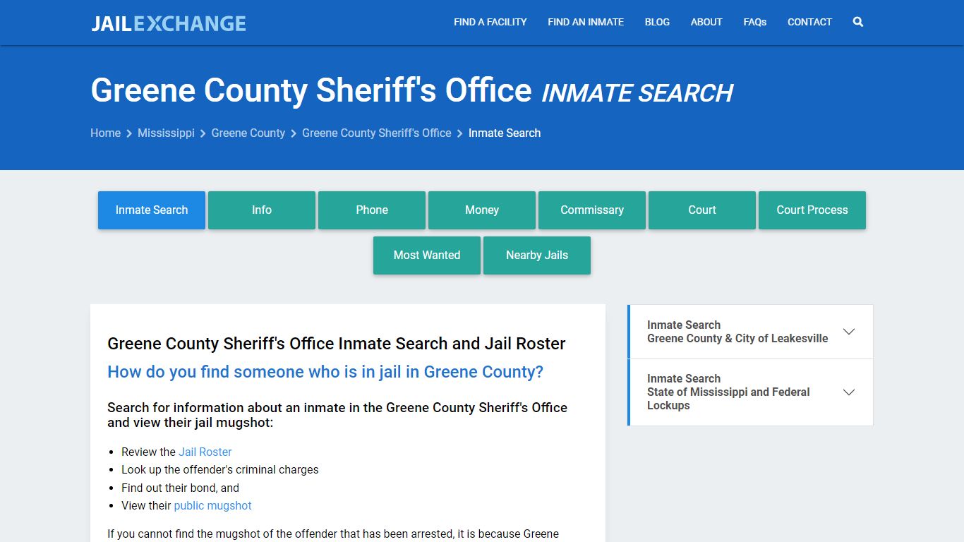 Greene County Sheriff's Office Inmate Search - Jail Exchange